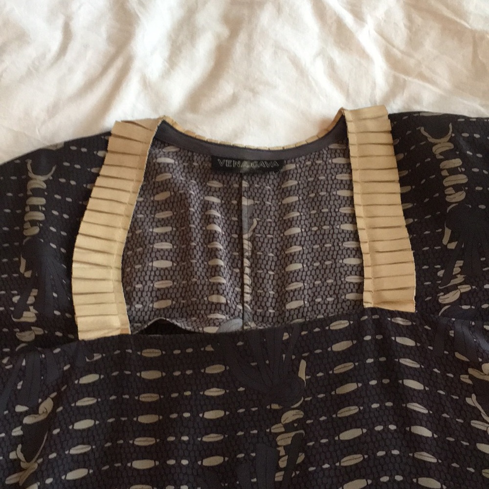 Vena Cava silk dress pleat ruffle collar neckline - Picture 3 of 6